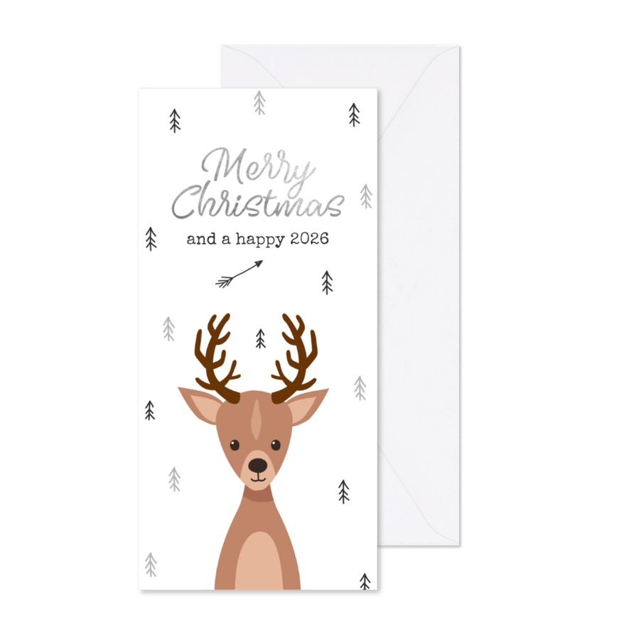 Kerstkaart rendier hert hip vrolijk winter - Kaartimpressie