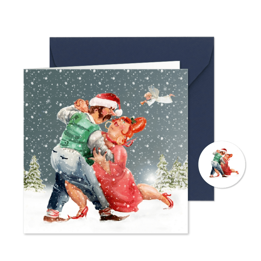 Kerstkaart romantisch paar - Kaartimpressie