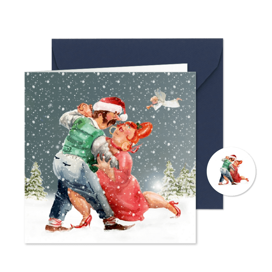 Kerstkaart romantisch paar - Kaartimpressie