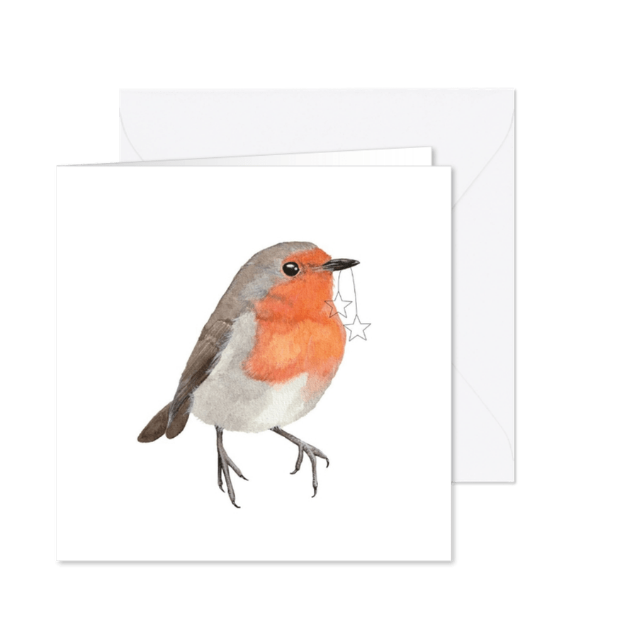 Kerstkaart roodborstje Huidfonds - Kaartimpressie