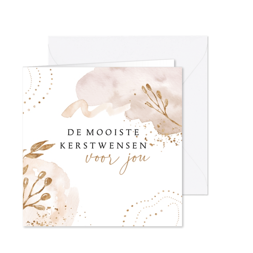 Kerstkaart roze aquarel - Kaartimpressie