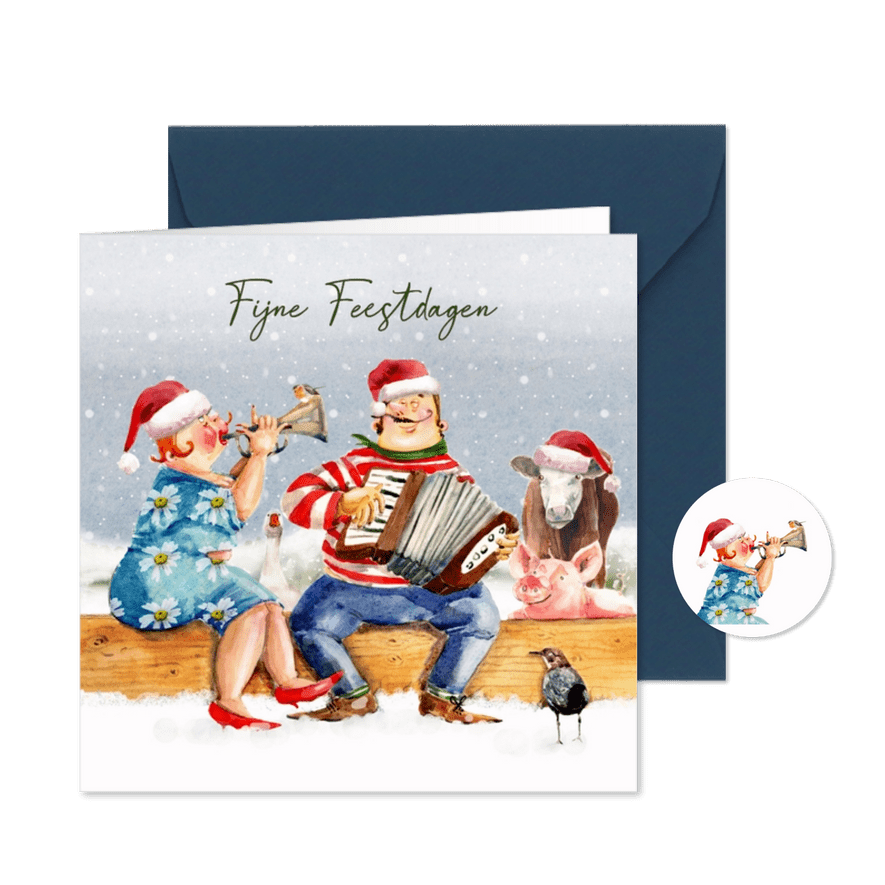 Kerstkaart samen muziek maken  - Kaartimpressie