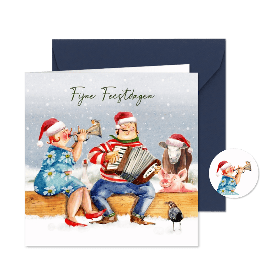 Kerstkaart samen muziek maken - Kaartimpressie