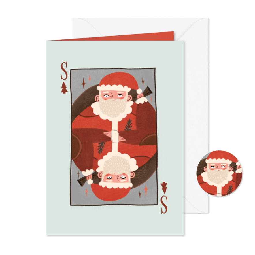 Kerstkaart Santa speelkaart - Kaartimpressie