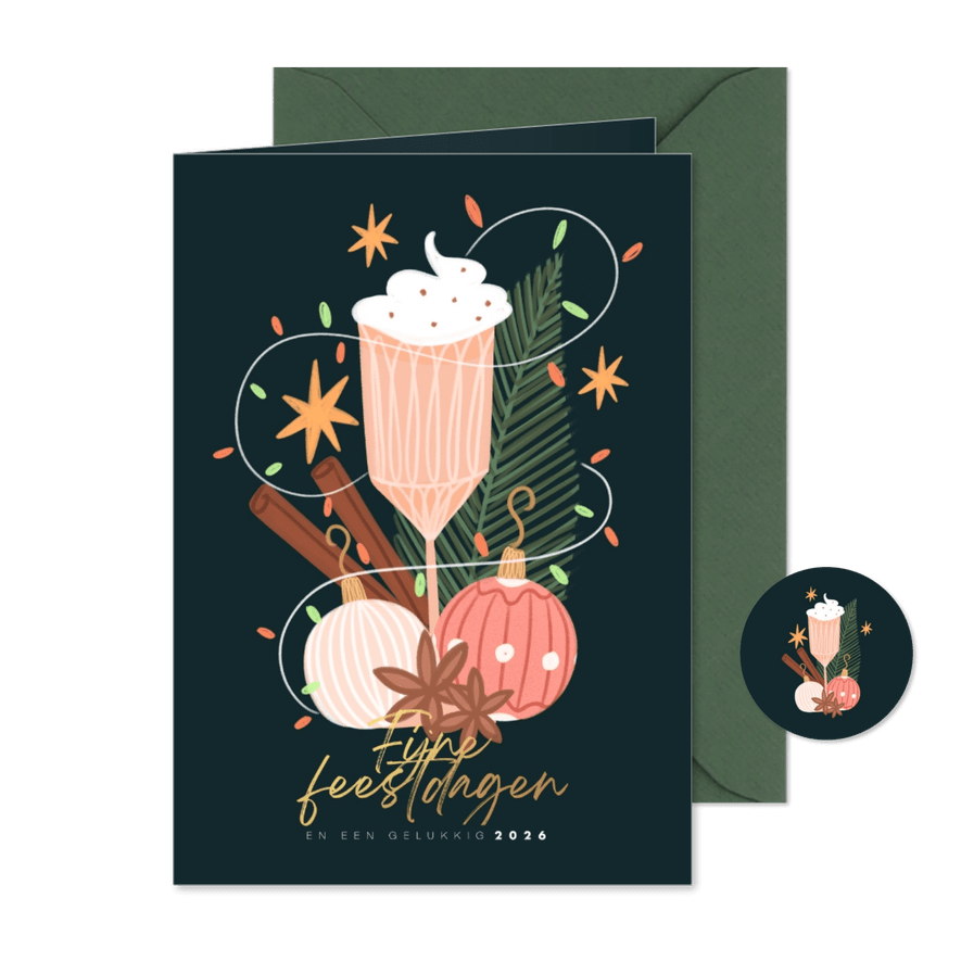 Kerstkaart schnaps en kaneel - Kaartimpressie