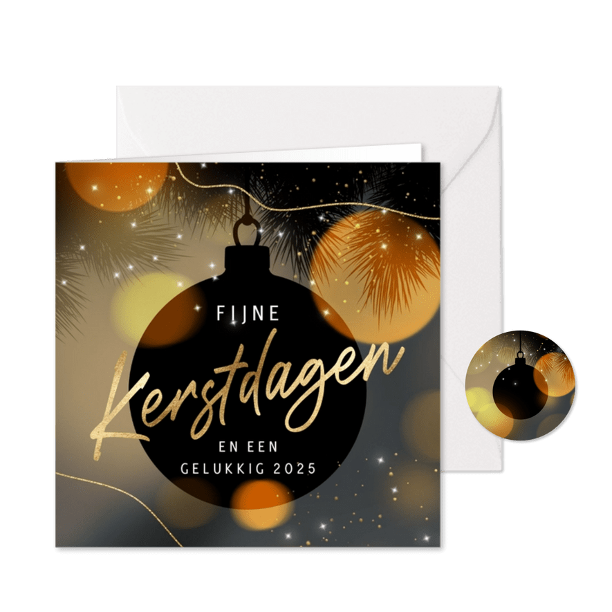 Kerstkaart sfeer kerstbal lichtjes - Kaartimpressie