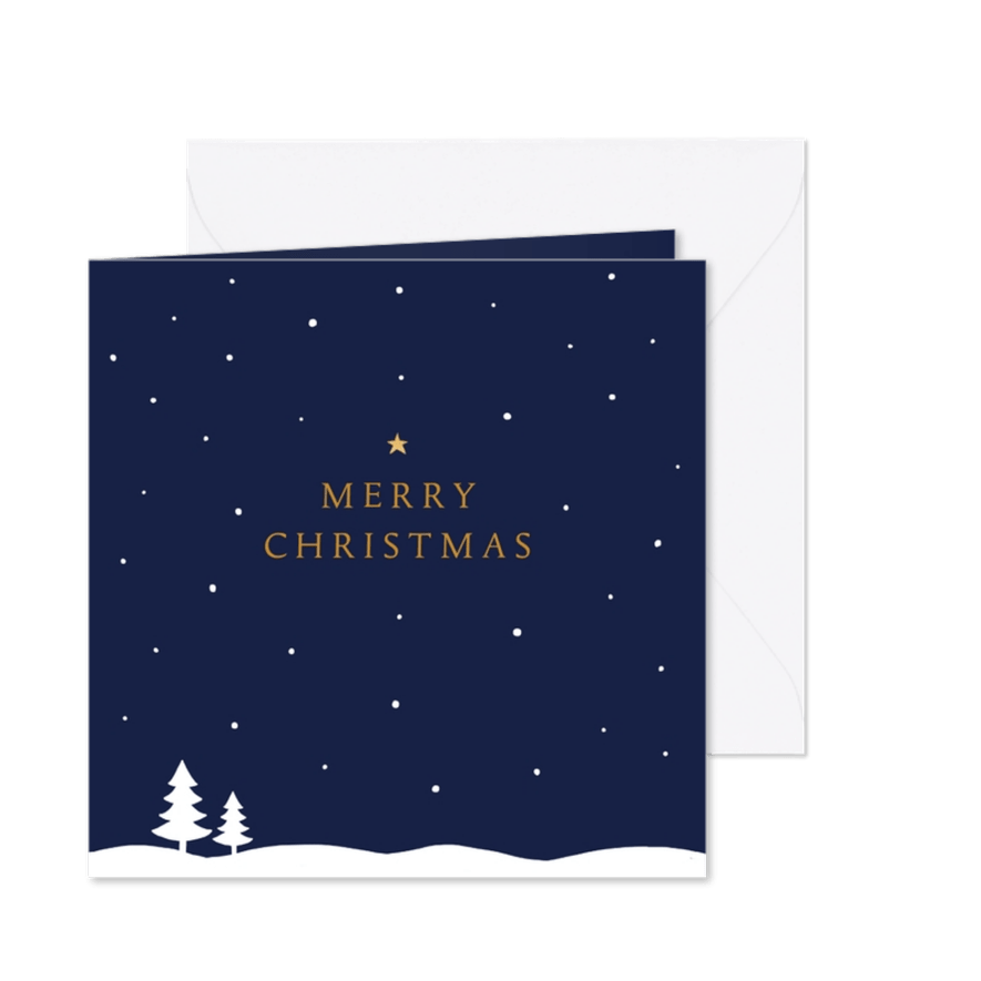 Kerstkaart sneeuw ster stijlvol - Kaartimpressie