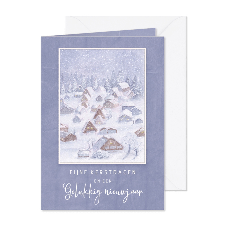Kerstkaart sneeuwdorpje - Kaartimpressie