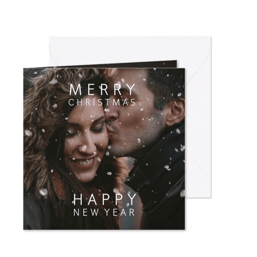 Kerstkaart sneeuweffect over je foto - Kaartimpressie