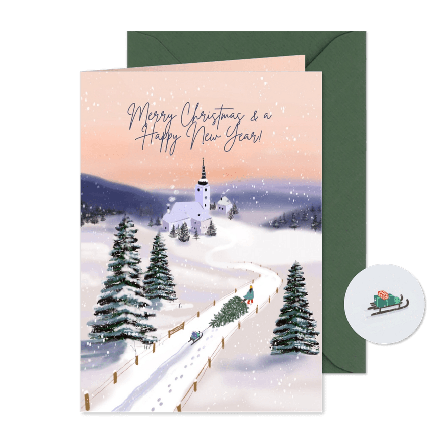 Kerstkaart sneeuwlandschap - Kaartimpressie