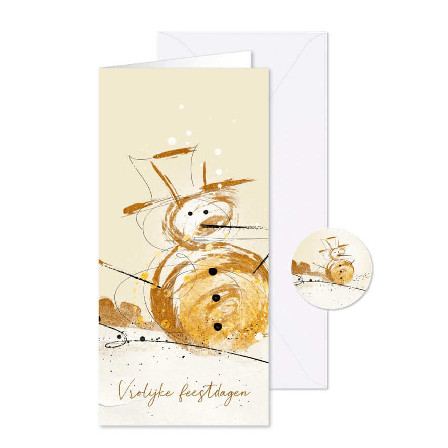 Kerstkaart sneeuwpop abstract - Kaartimpressie