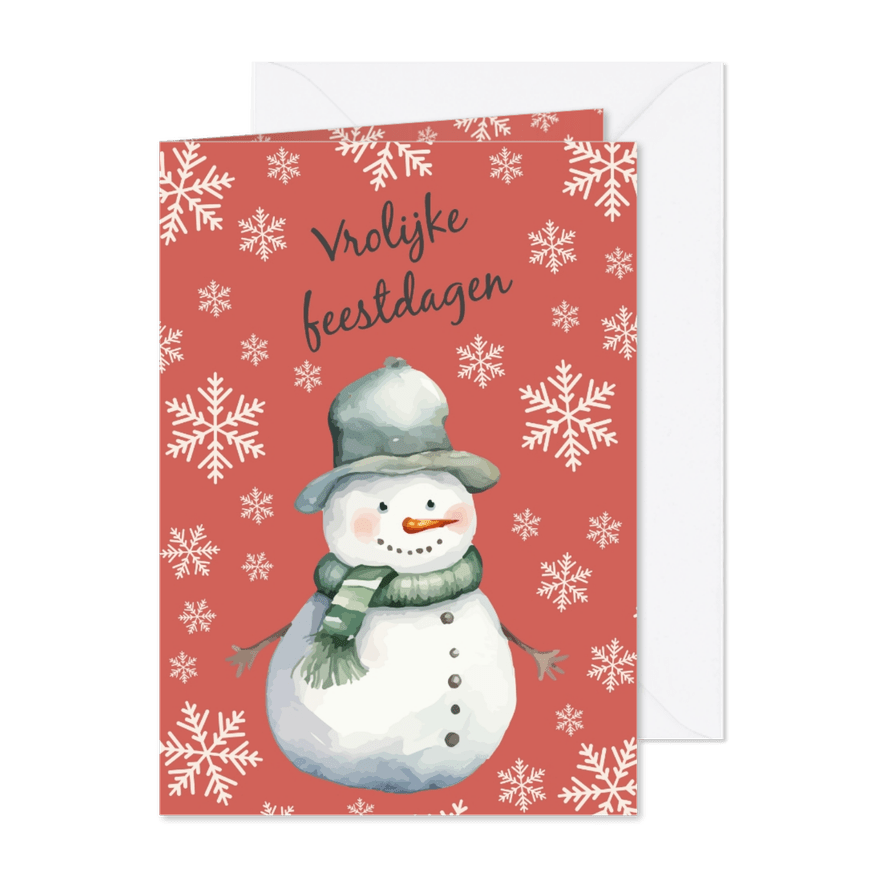 Kerstkaart sneeuwpop Vrienden GHZ - Kaartimpressie