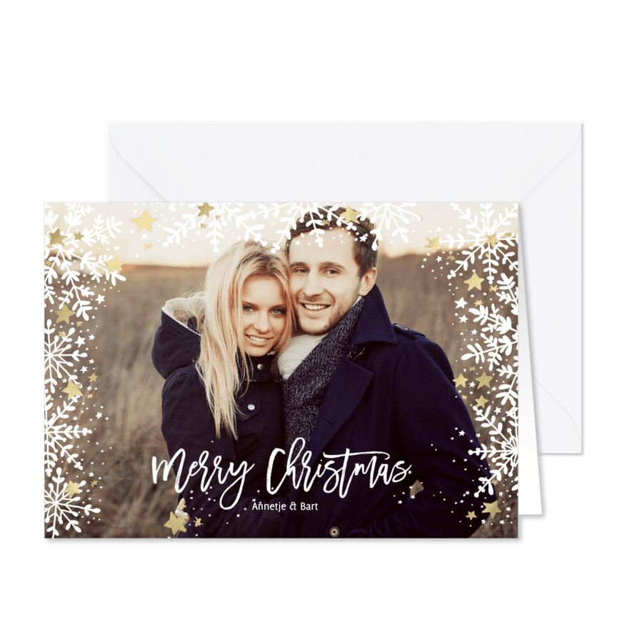 Kerstkaart Sneeuwvlokken groot - Kaartimpressie