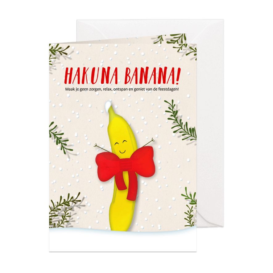 Kerstkaart staand Hakuna Banana! - Kaartimpressie