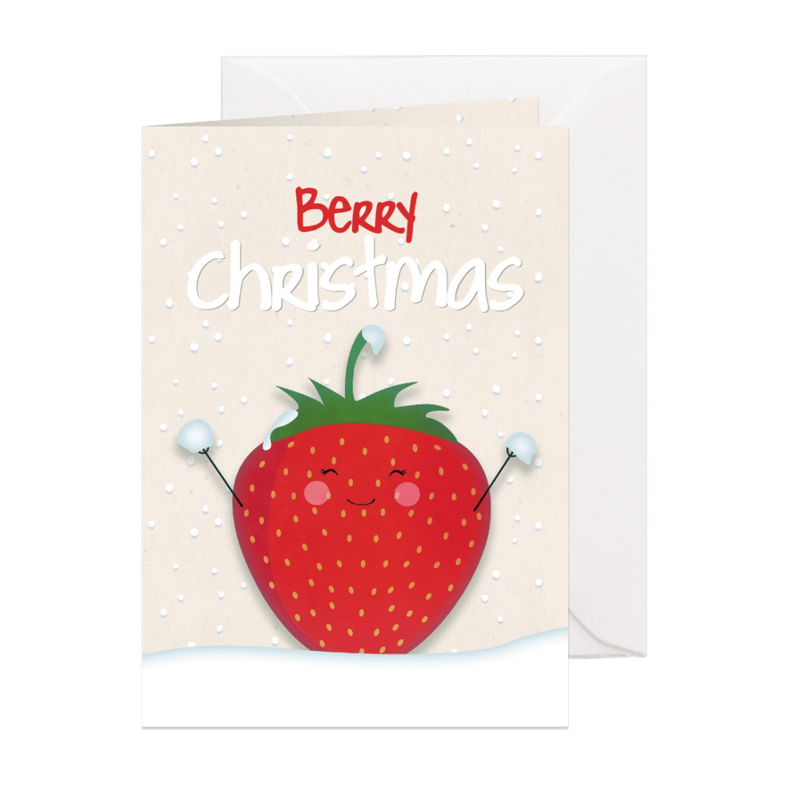 Kerstkaart staand strawberry Berry Christmas  - Kaartimpressie