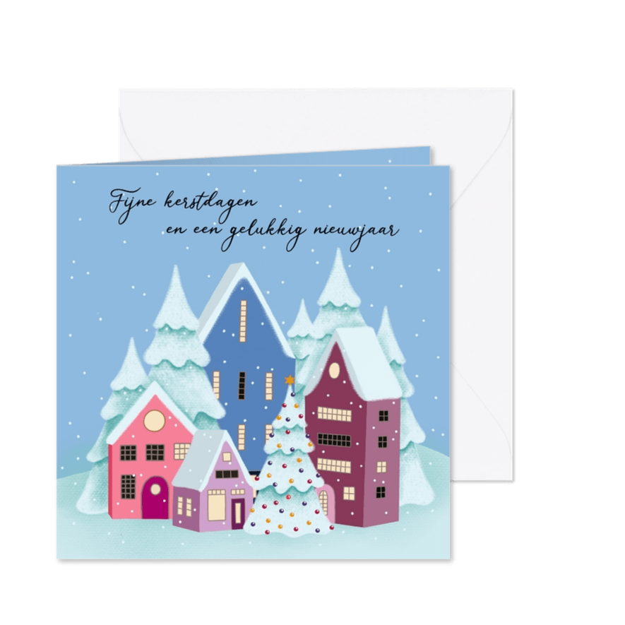 Kerstkaart - Stad in de sneeuw - Kaartimpressie