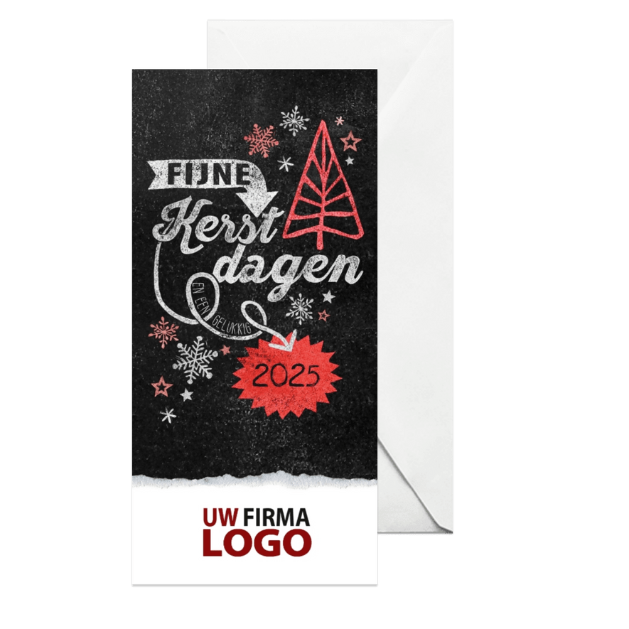 Kerstkaart stempel rood kerstboom scheur - Kaartimpressie