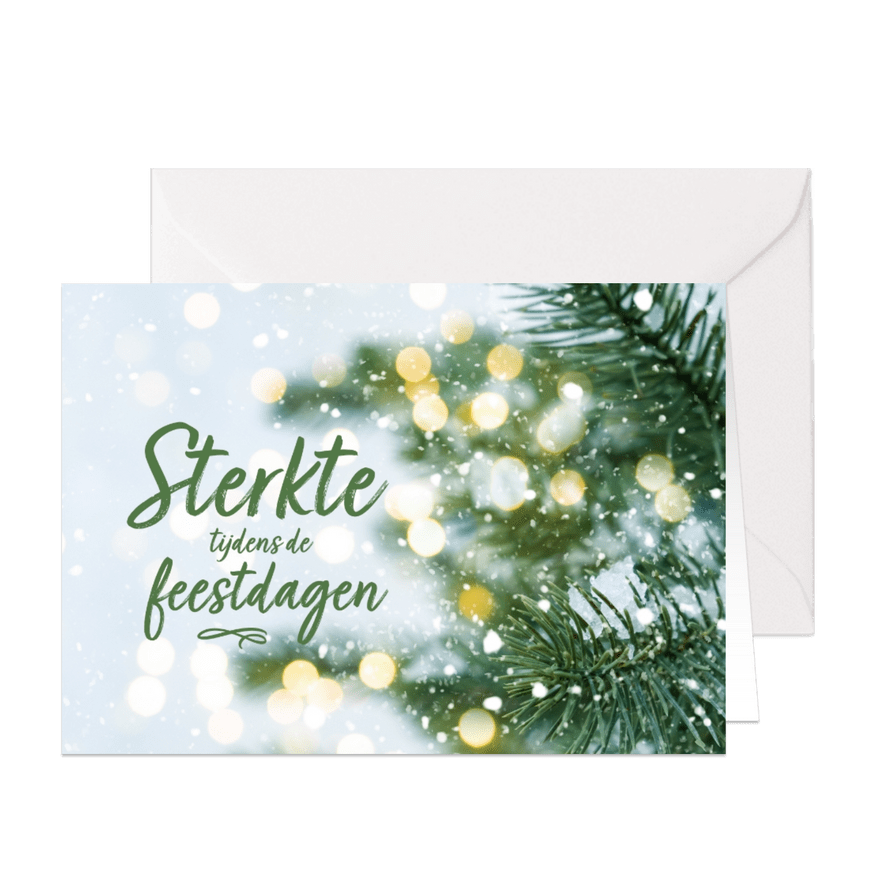 Kerstkaart sterkte tijdens de feestdagen dennentak - Kaartimpressie