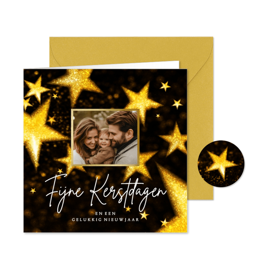 Kerstkaart sterren en foto kerstdagen - Kaartimpressie
