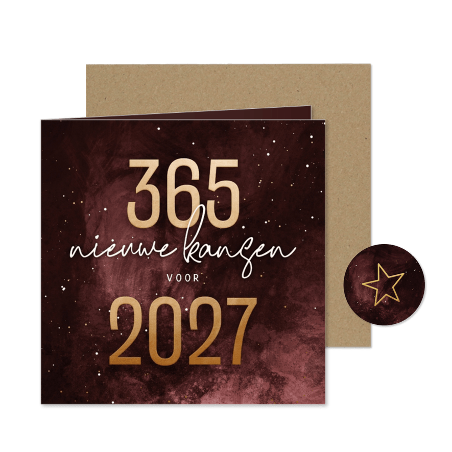 Kerstkaart stijlvol 365 nieuwe kansen voor 2027 - Kaartimpressie