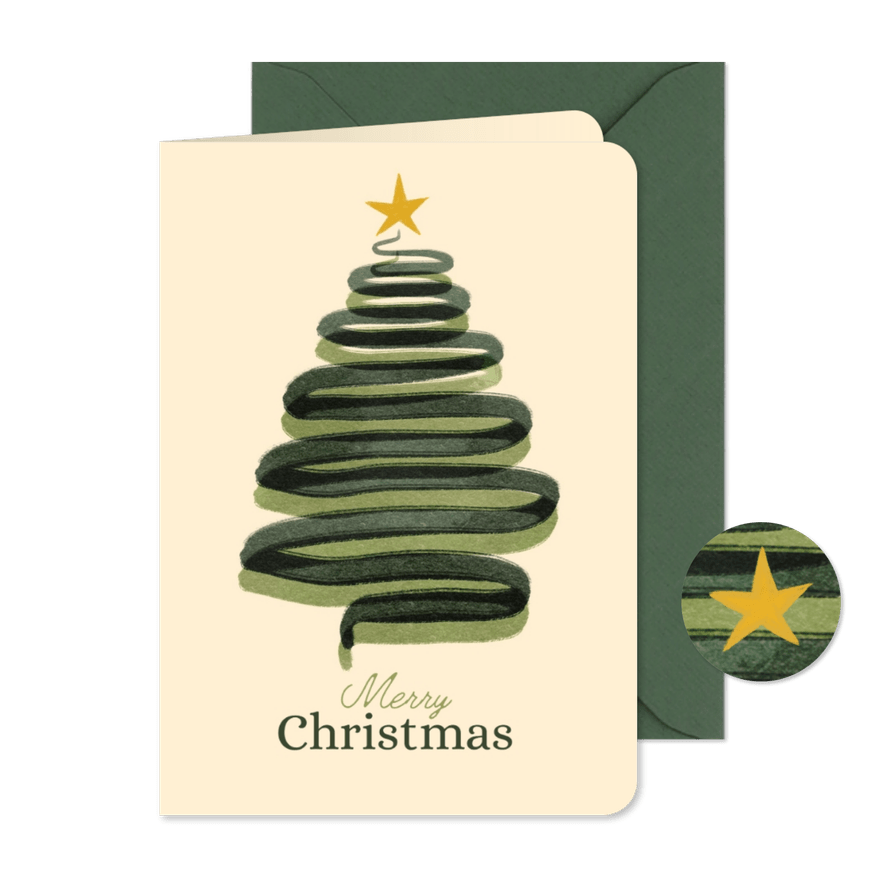 Kerstkaart stijlvol dubbele slinger boom - Kaartimpressie