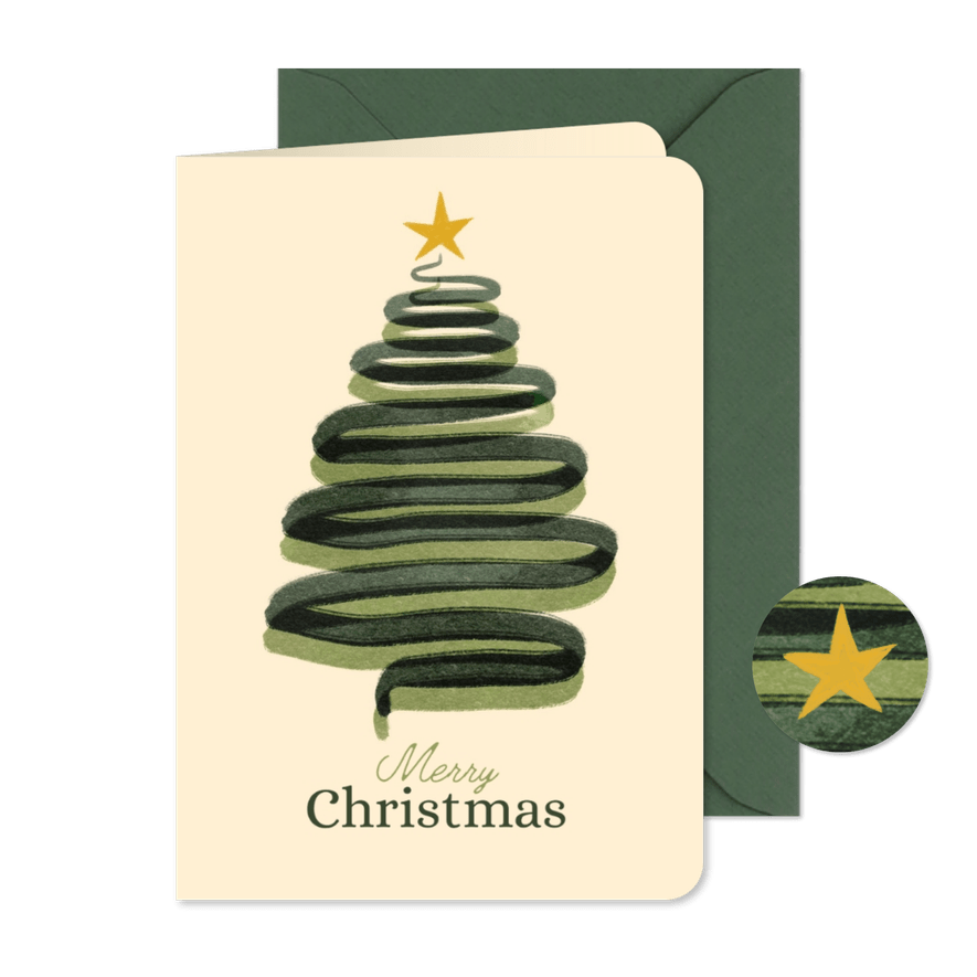 Kerstkaart stijlvol dubbele slinger boom - Kaartimpressie