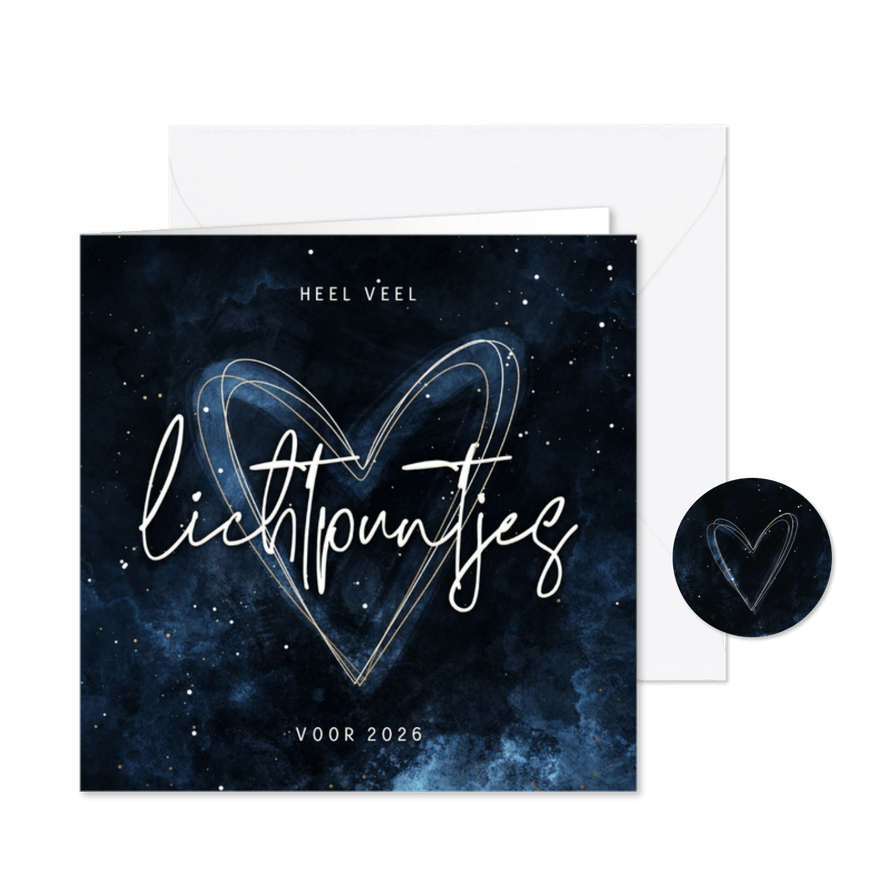 Kerstkaart stijlvol heel veel lichtpuntjes voor 2026 - Kaartimpressie