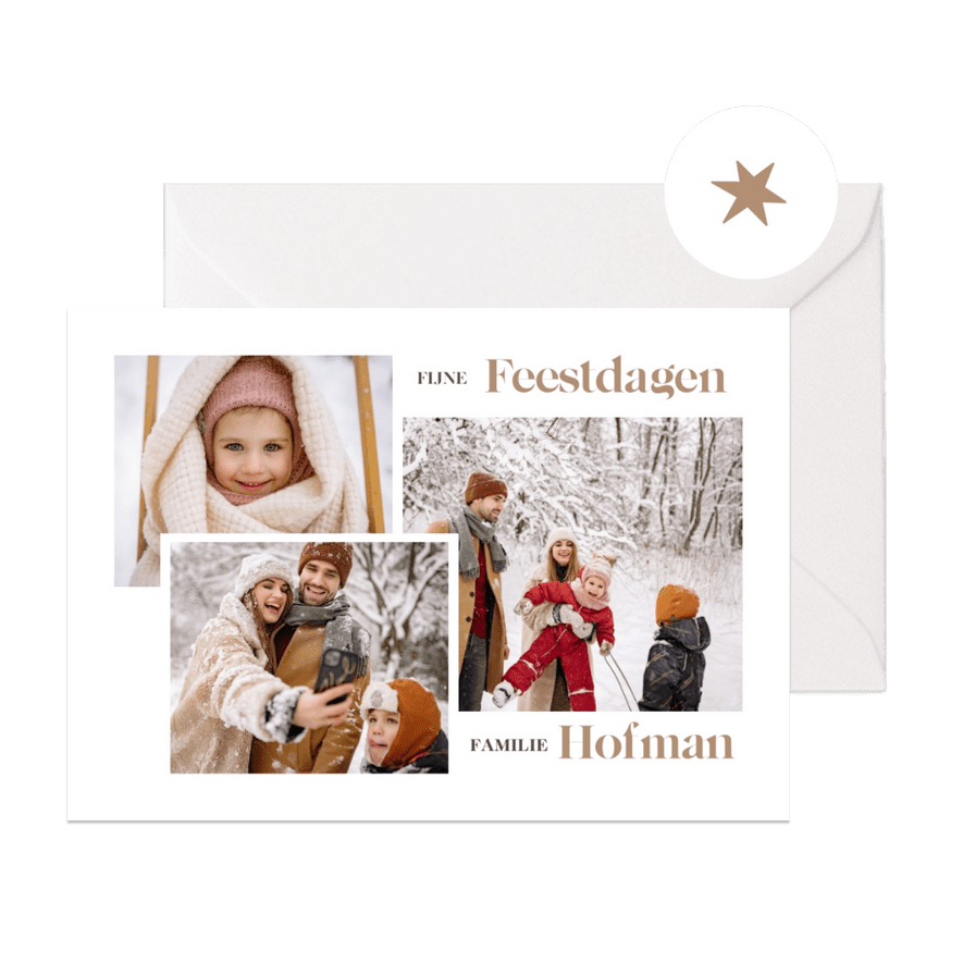 Kerstkaart stijlvol met fotocollage - Kaartimpressie