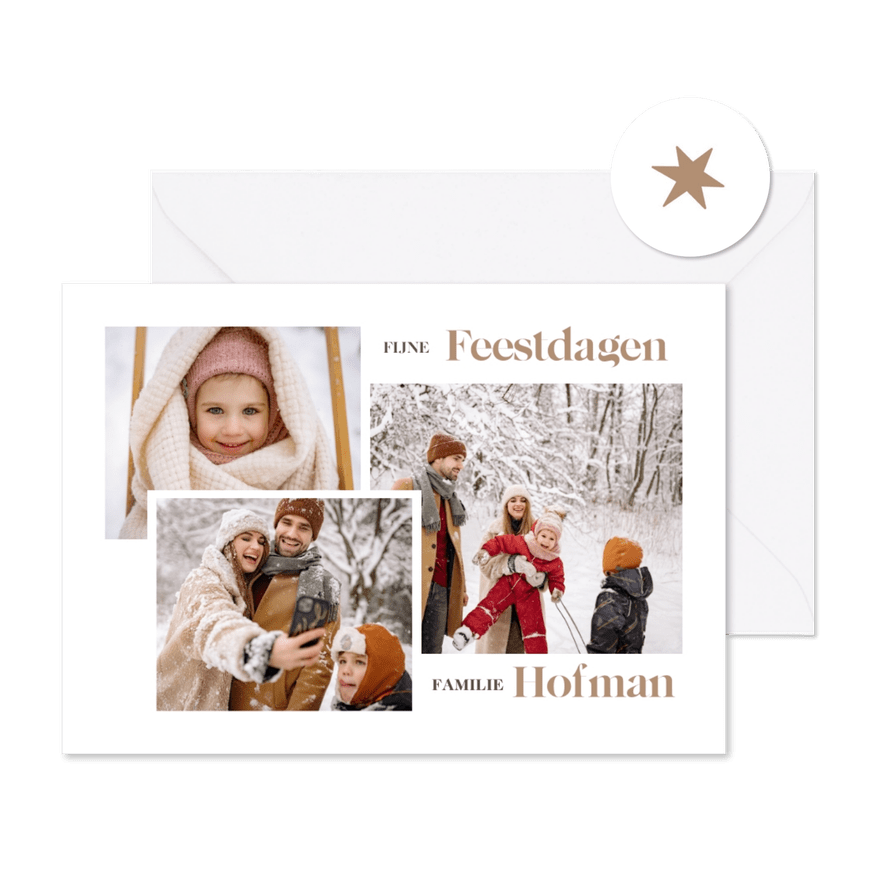 Kerstkaart stijlvol met fotocollage - Kaartimpressie