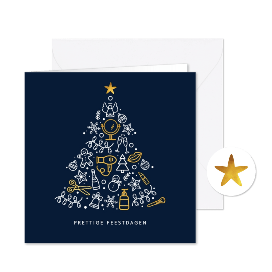 Kerstkaart stijlvol voor kapper of beauty salon - Kaartimpressie