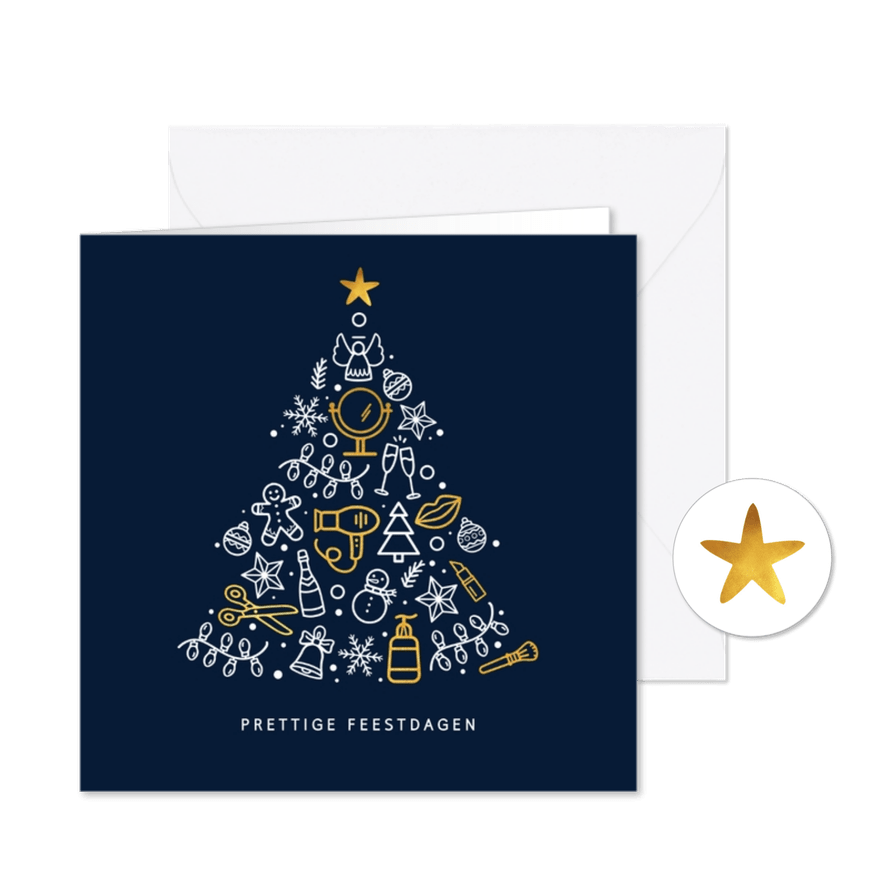 Kerstkaart stijlvol voor kapper of beauty salon - Kaartimpressie