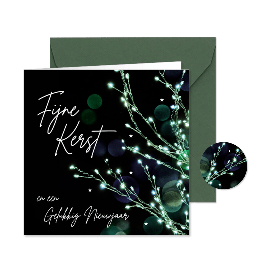 Kerstkaart stijlvolle lichtjes boom - Kaartimpressie