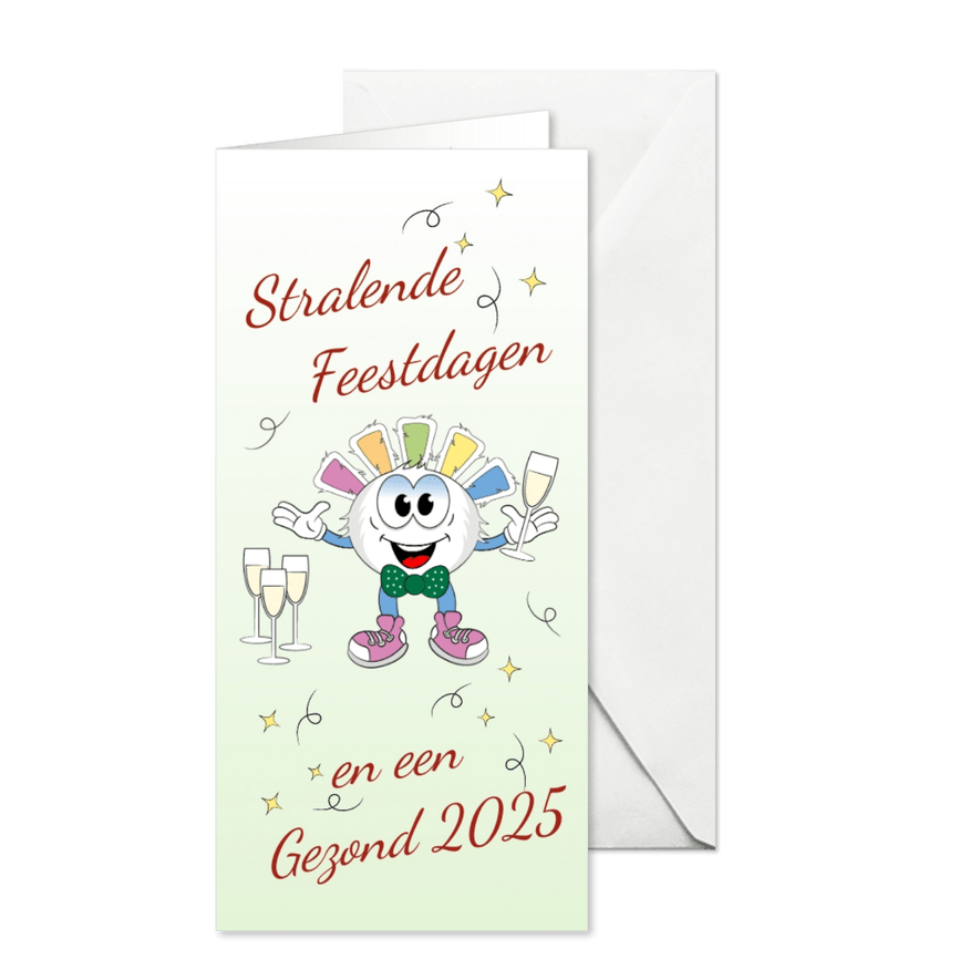 Kerstkaart stralende feestdagen en een gezond 2025 - Kaartimpressie