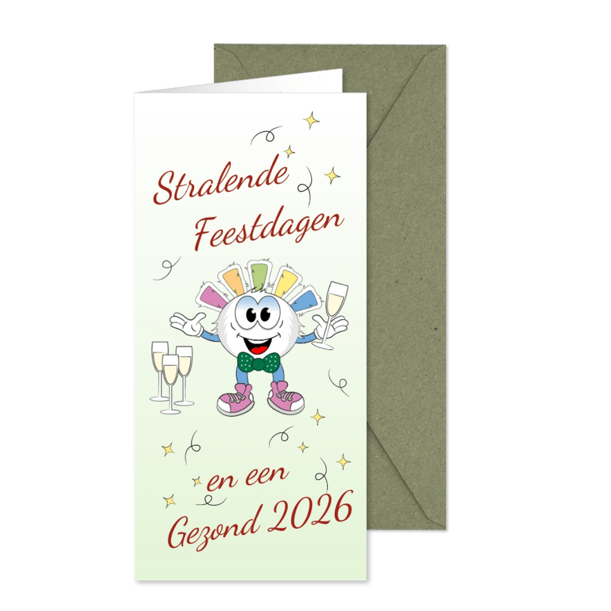 Kerstkaart stralende feestdagen en een gezond 2026 - Kaartimpressie
