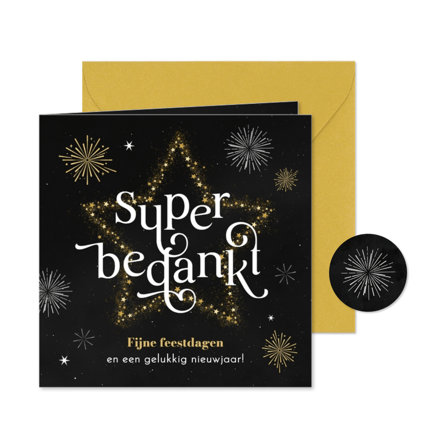 Kerstkaart super bedankt vuurwerk - Kaartimpressie