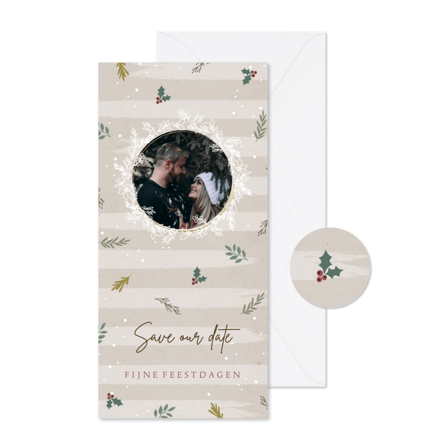 Kerstkaart takjes save the date - Kaartimpressie
