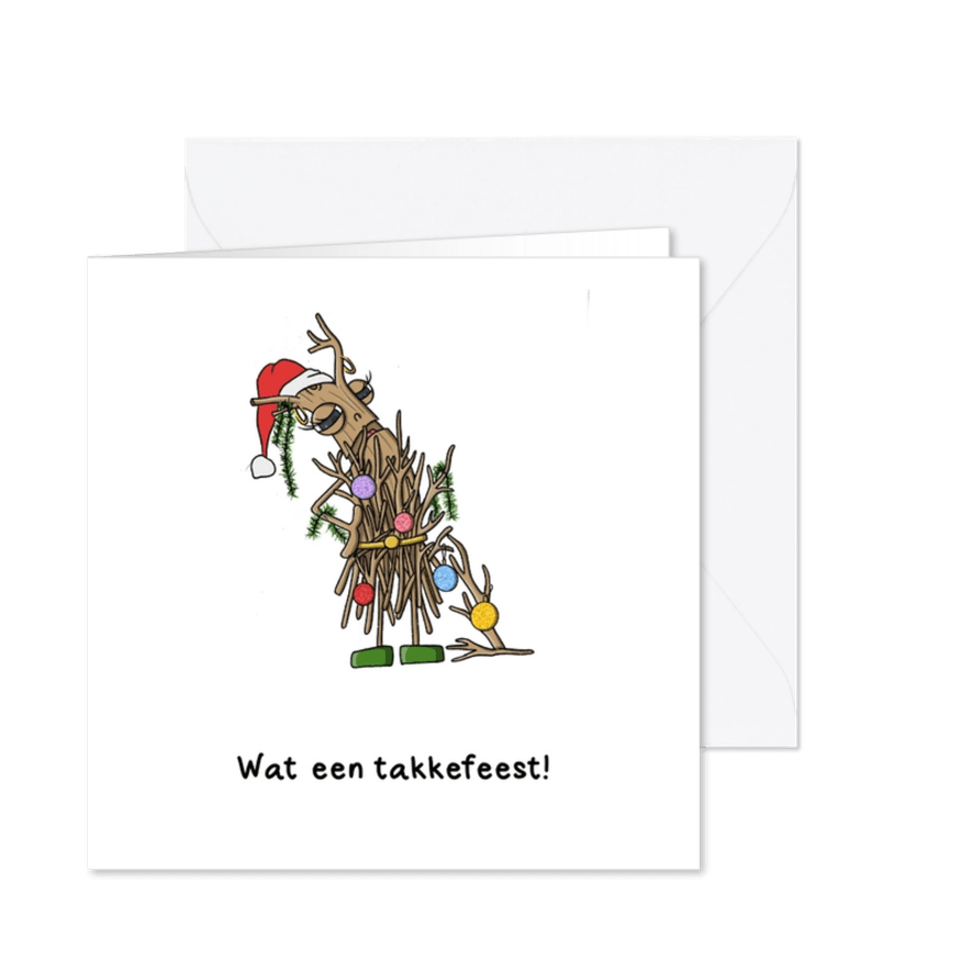 Kerstkaart takkefeest kaart - Kaartimpressie