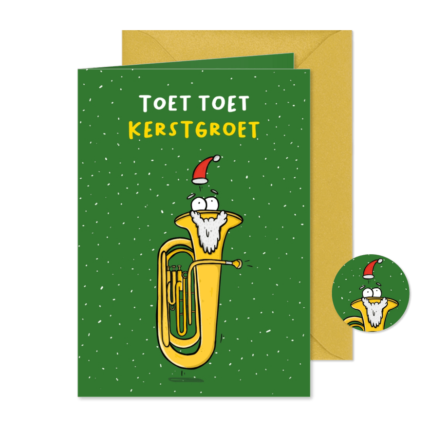 Kerstkaart Toet toet kerstgroet tuba - Kaartimpressie