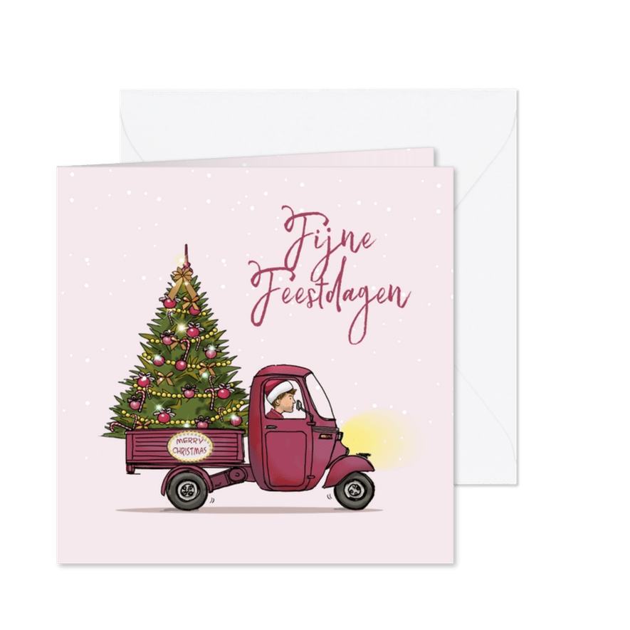 Kerstkaart tuktuk hippe kleur - Kaartimpressie