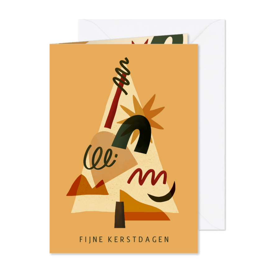 Kerstkaart uitgeknipte vormen kerstboom  - Kaartimpressie