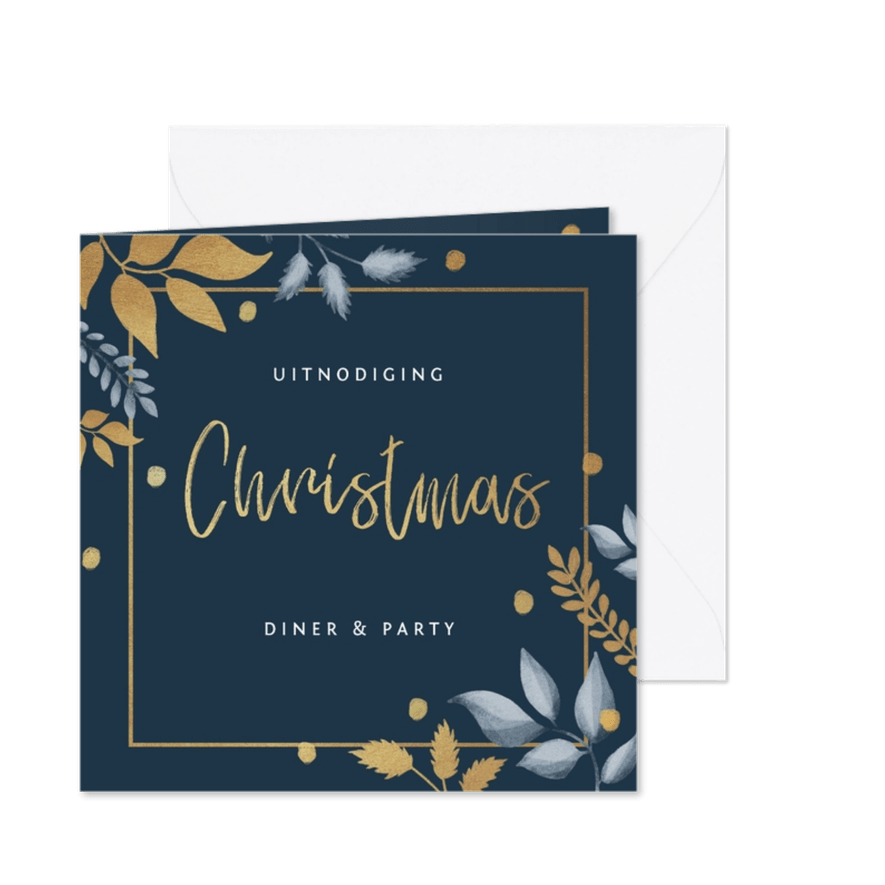 Kerstkaart uitnodiging kerstdiner stijlvol winter - Kaartimpressie