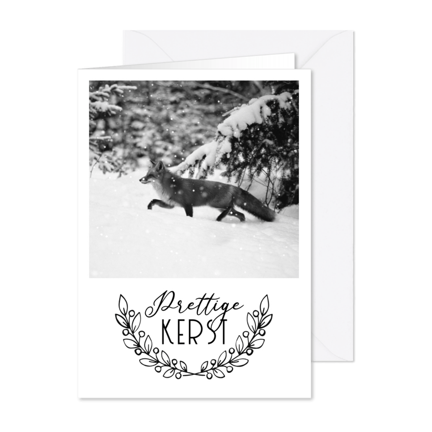 Kerstkaart van een vos in de sneeuw - Kaartimpressie