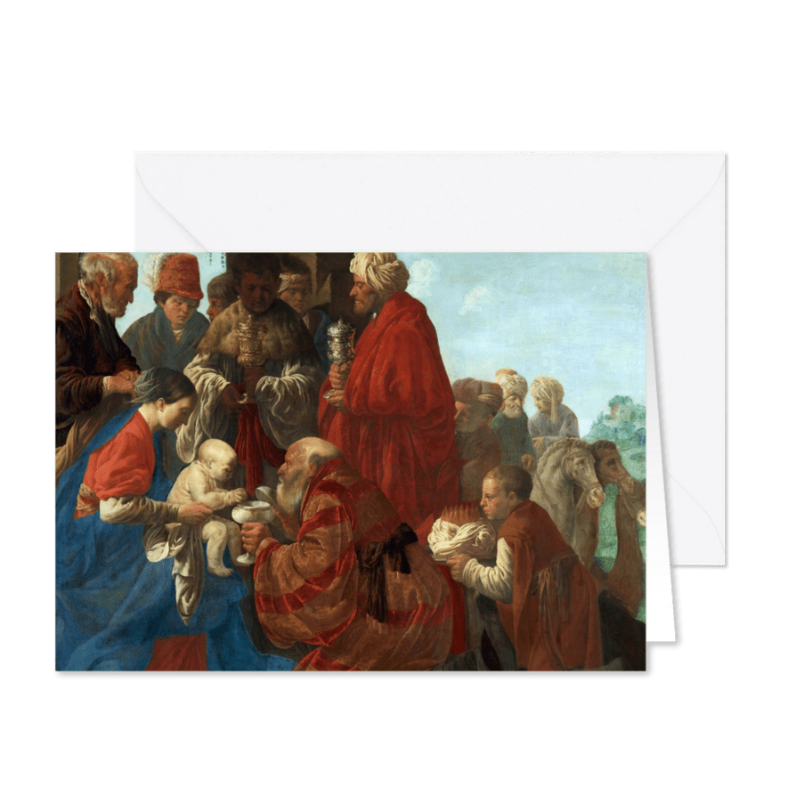 Kerstkaart van Hendrick ter Brugghen - De aanbidding - Kaartimpressie