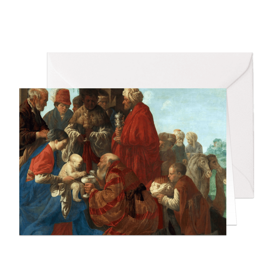 Kerstkaart van Hendrick ter Brugghen - De aanbidding - Kaartimpressie