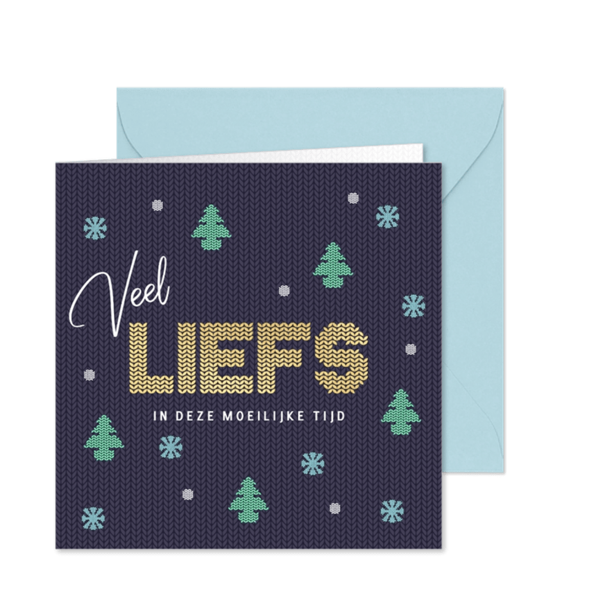 Kerstkaart veel liefs kerstboompjes - Kaartimpressie