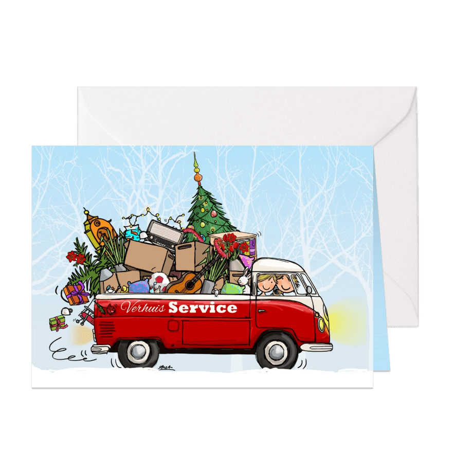 Kerstkaart verhuisbus av - Kaartimpressie