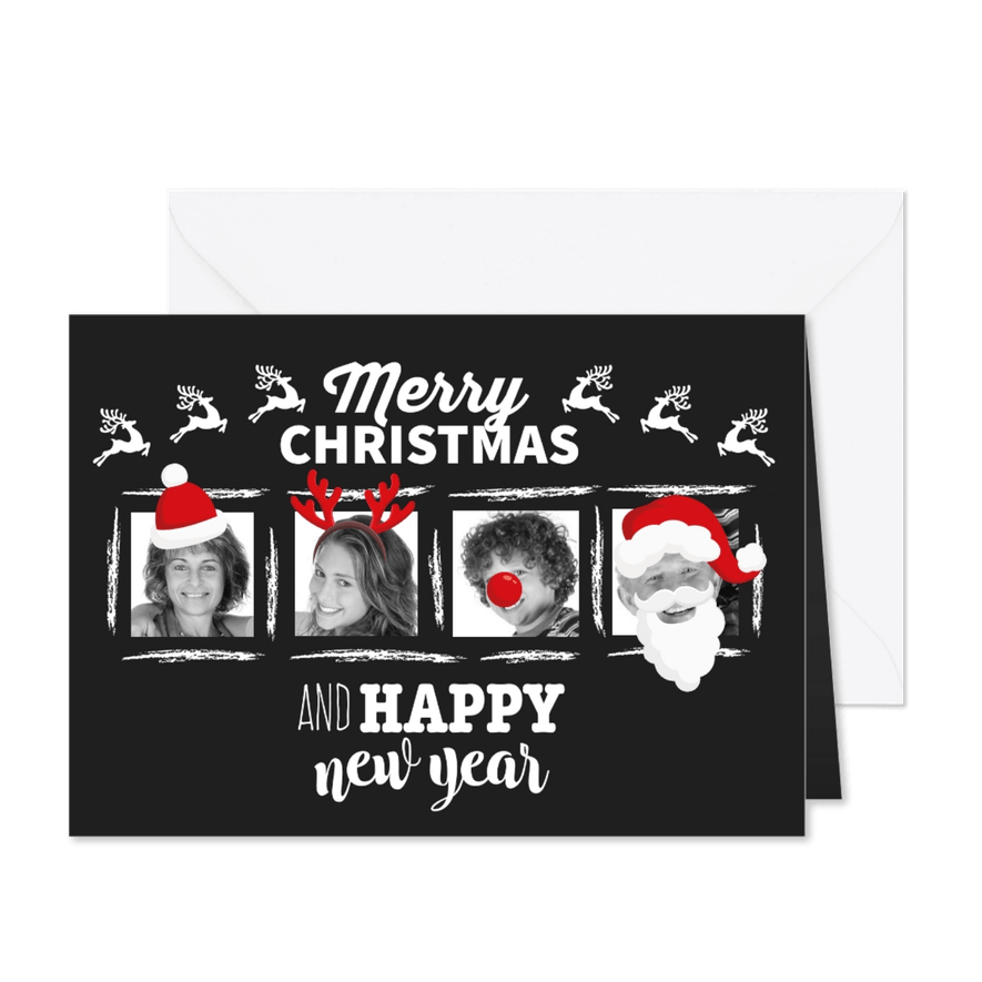 Kerstkaart verkleed op de fotocollage kaart - Kaartimpressie