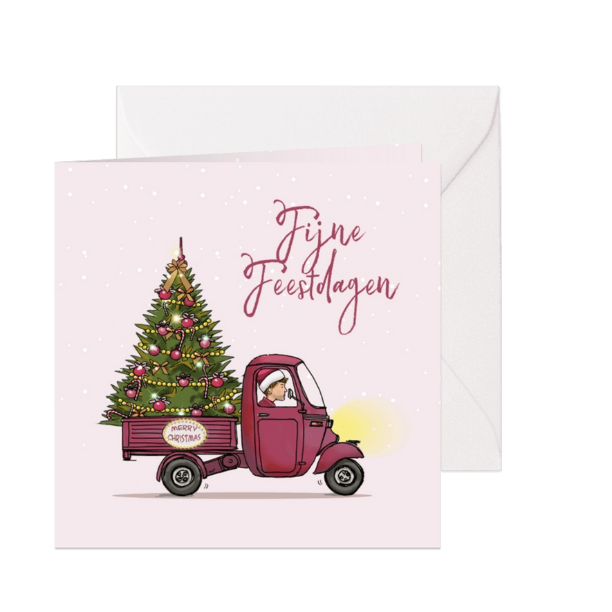 Kerstkaart Vespa Ape hippe kleur - Kaartimpressie