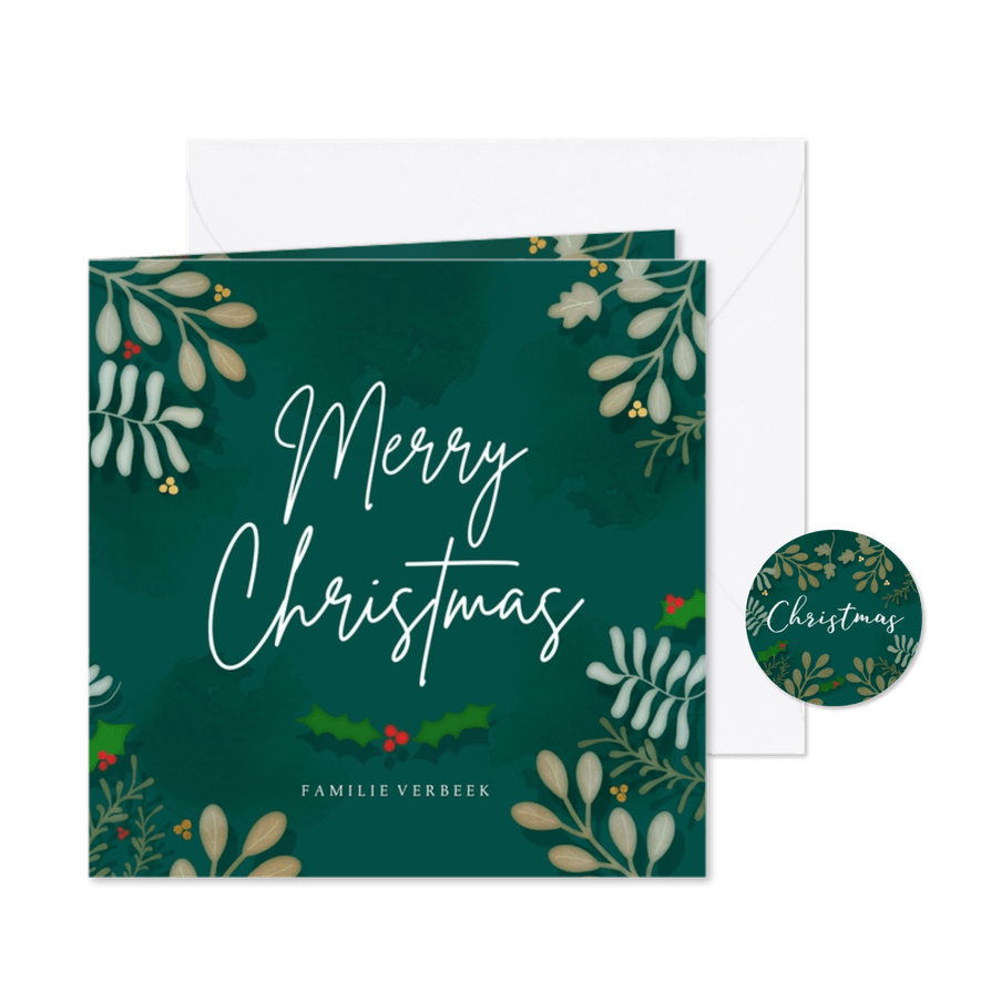 Kerstkaart vierkant Botanische kerst - Kaartimpressie
