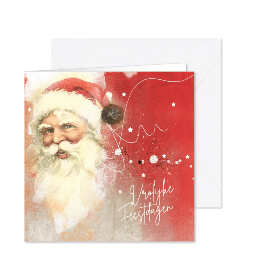 Kerstkaart vintage kerstman - Kaartimpressie